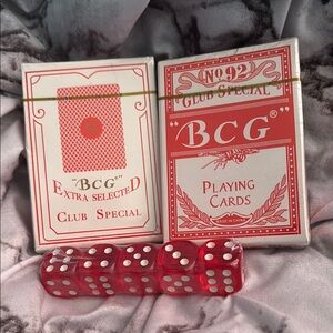 🎲 BCG Red Playing Cards and Dice Set